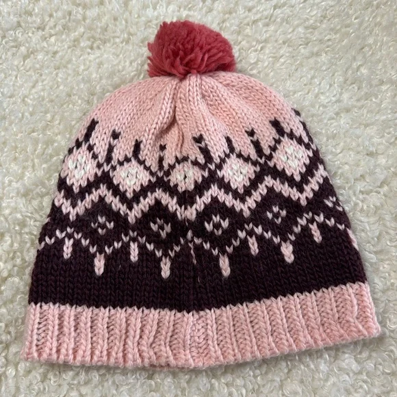Kari Traa Pink and Port Knit Pom-Pom Beanie - Picture 4 of 4